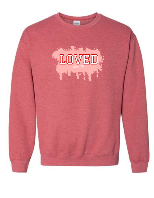Loved - John 3:16 - crew neck sweatshirt