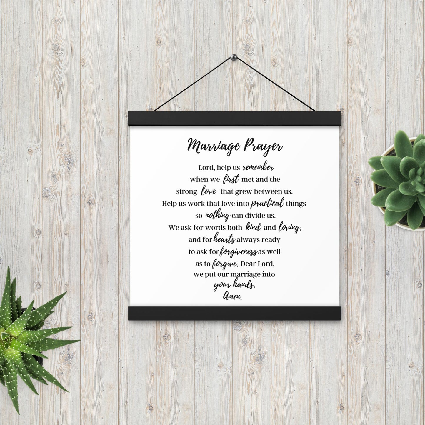 Marriage Prayer poster with wood hangers