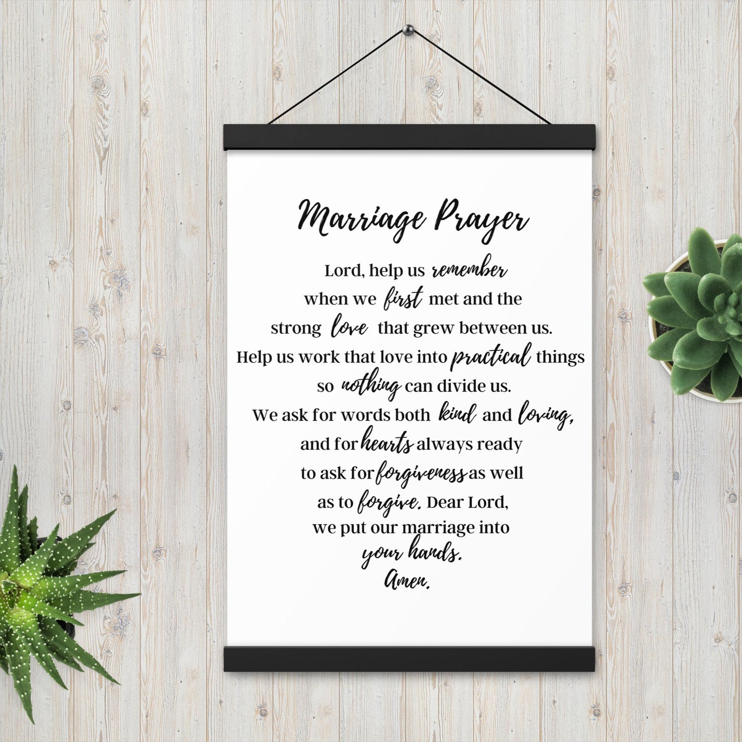 Marriage Prayer poster with wood hangers