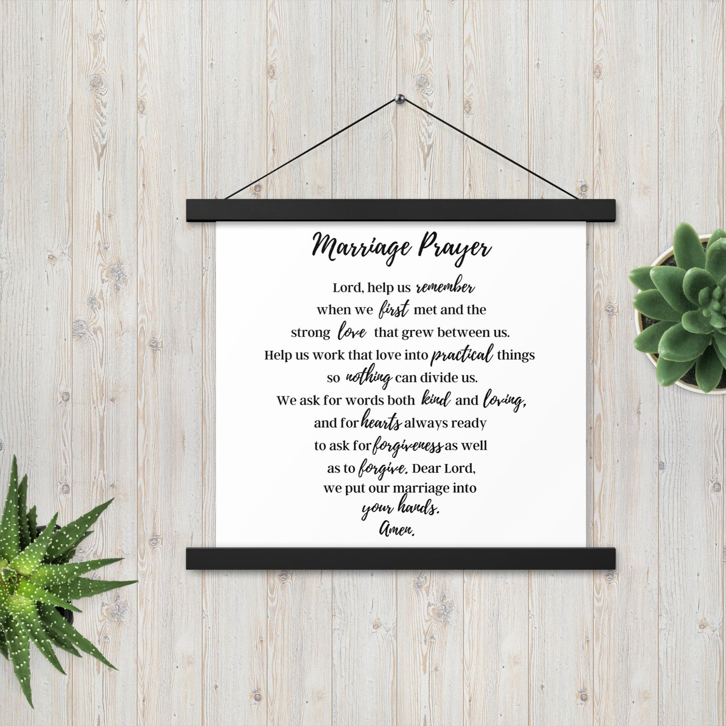 Marriage Prayer poster with wood hangers