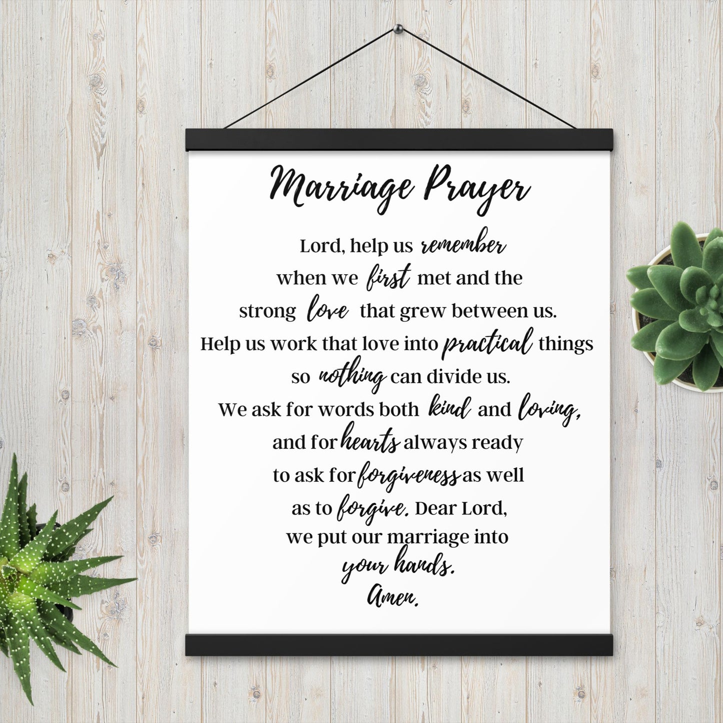 Marriage Prayer poster with wood hangers