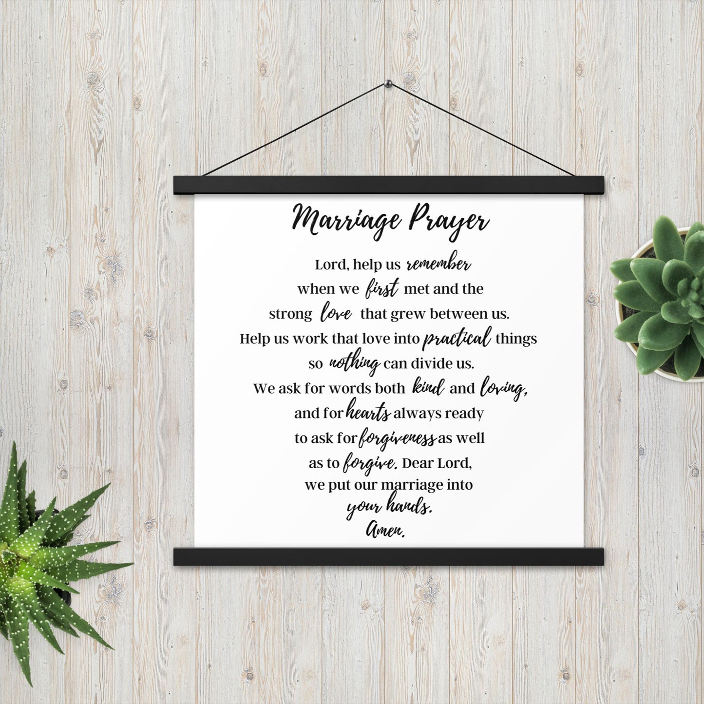 Marriage Prayer poster with wood hangers