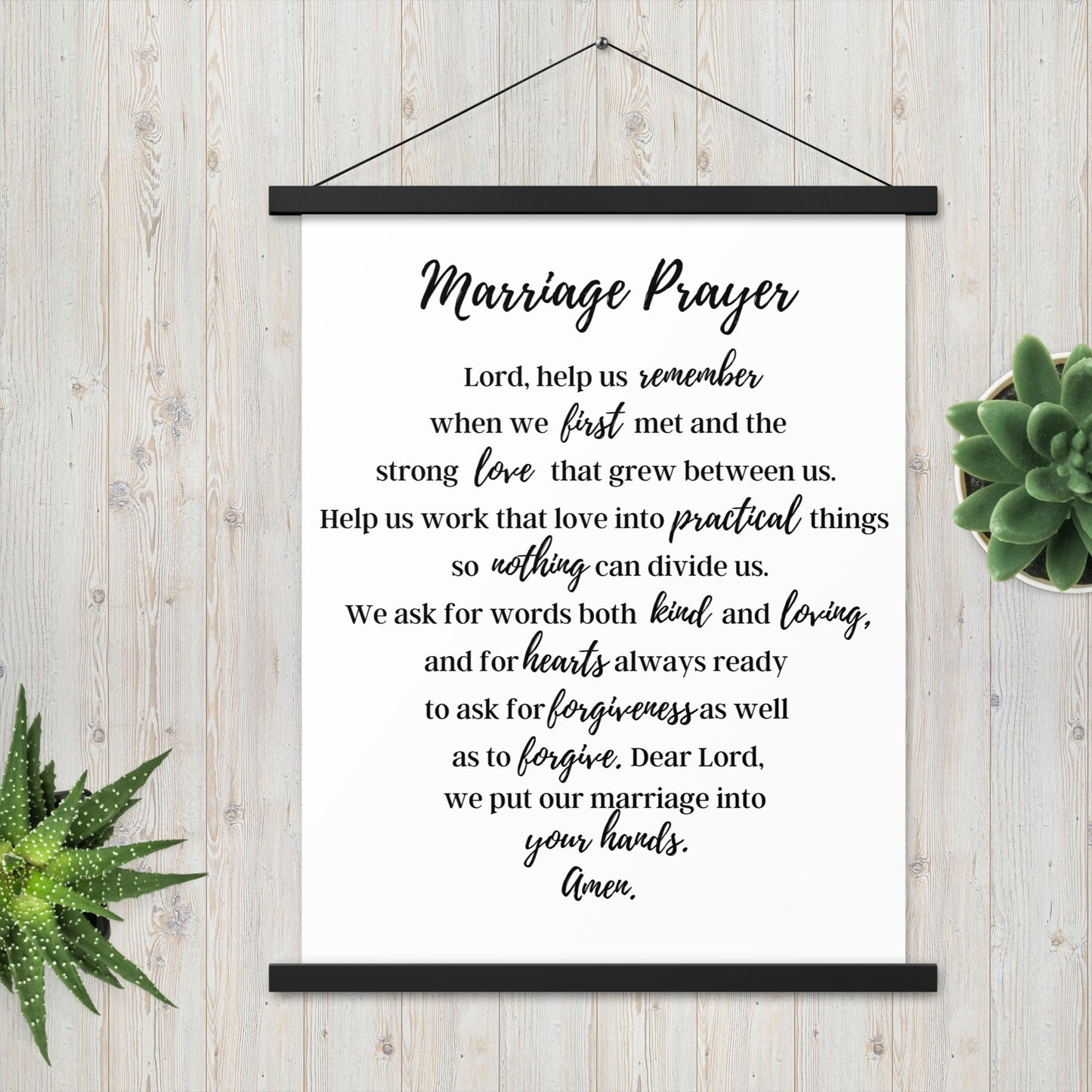 Marriage Prayer poster with wood hangers