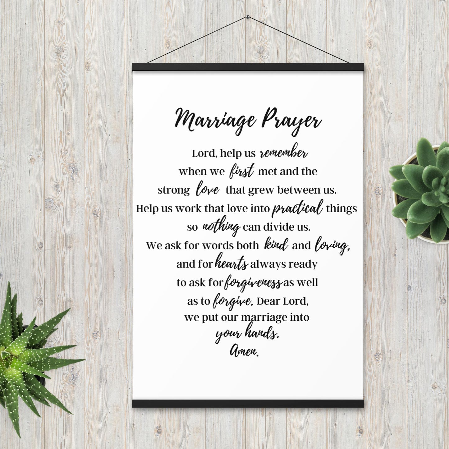Marriage Prayer poster with wood hangers