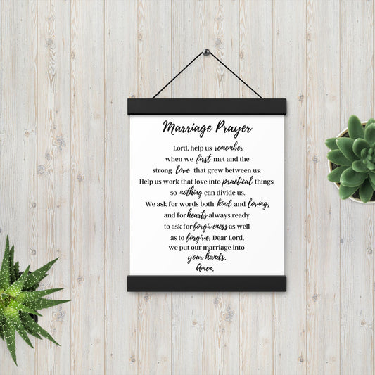 Marriage Prayer poster with wood hangers