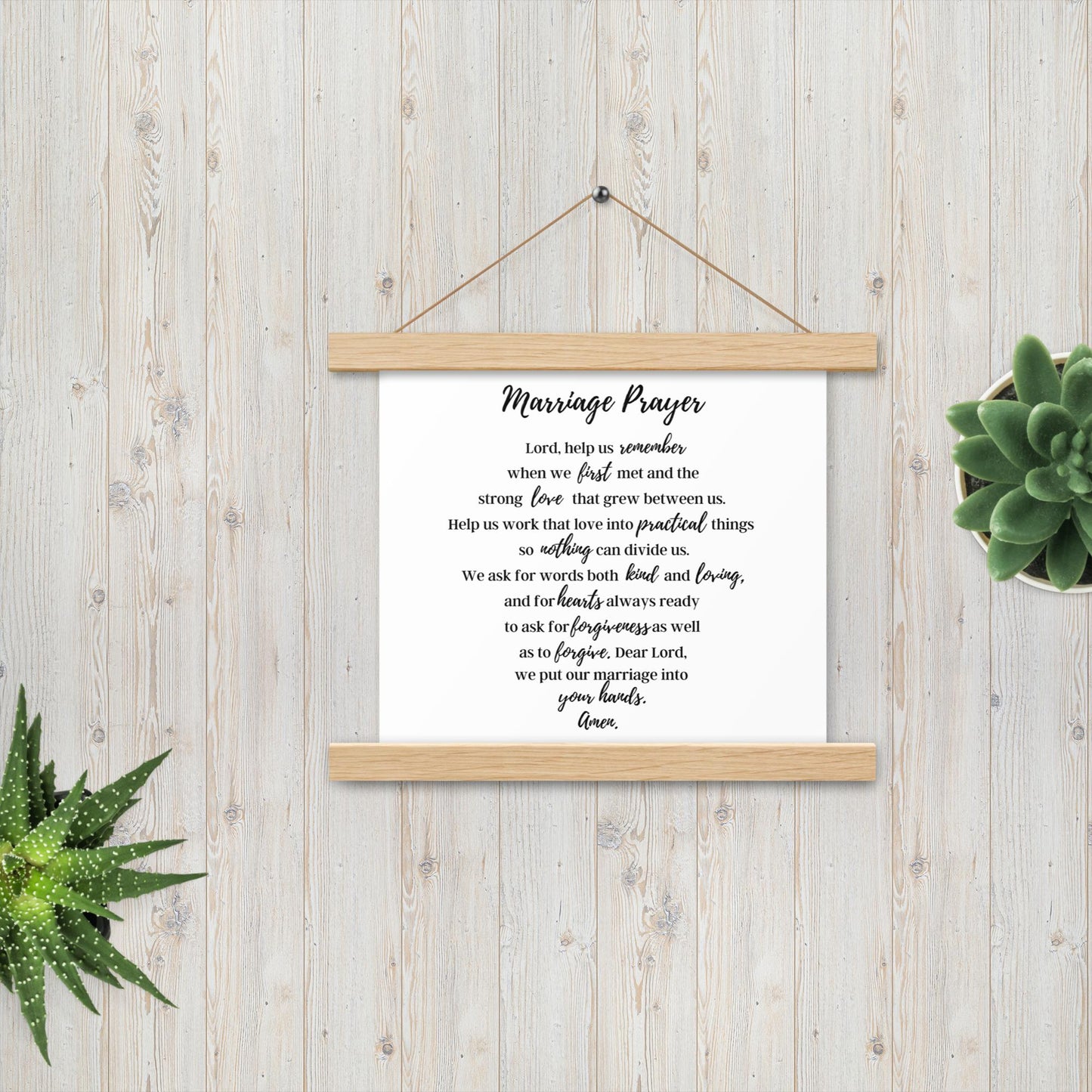 Marriage Prayer poster with wood hangers