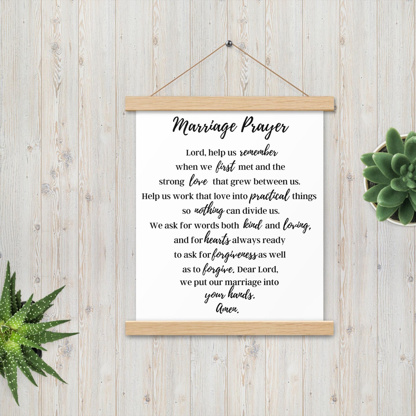 Marriage Prayer poster with wood hangers