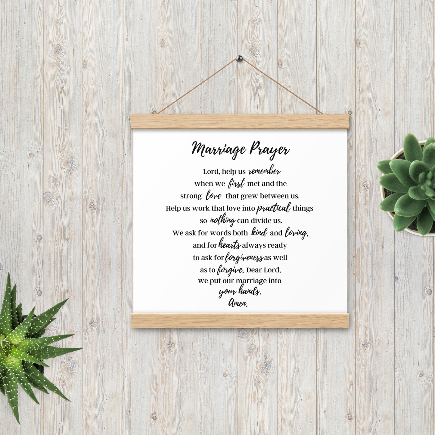 Marriage Prayer poster with wood hangers