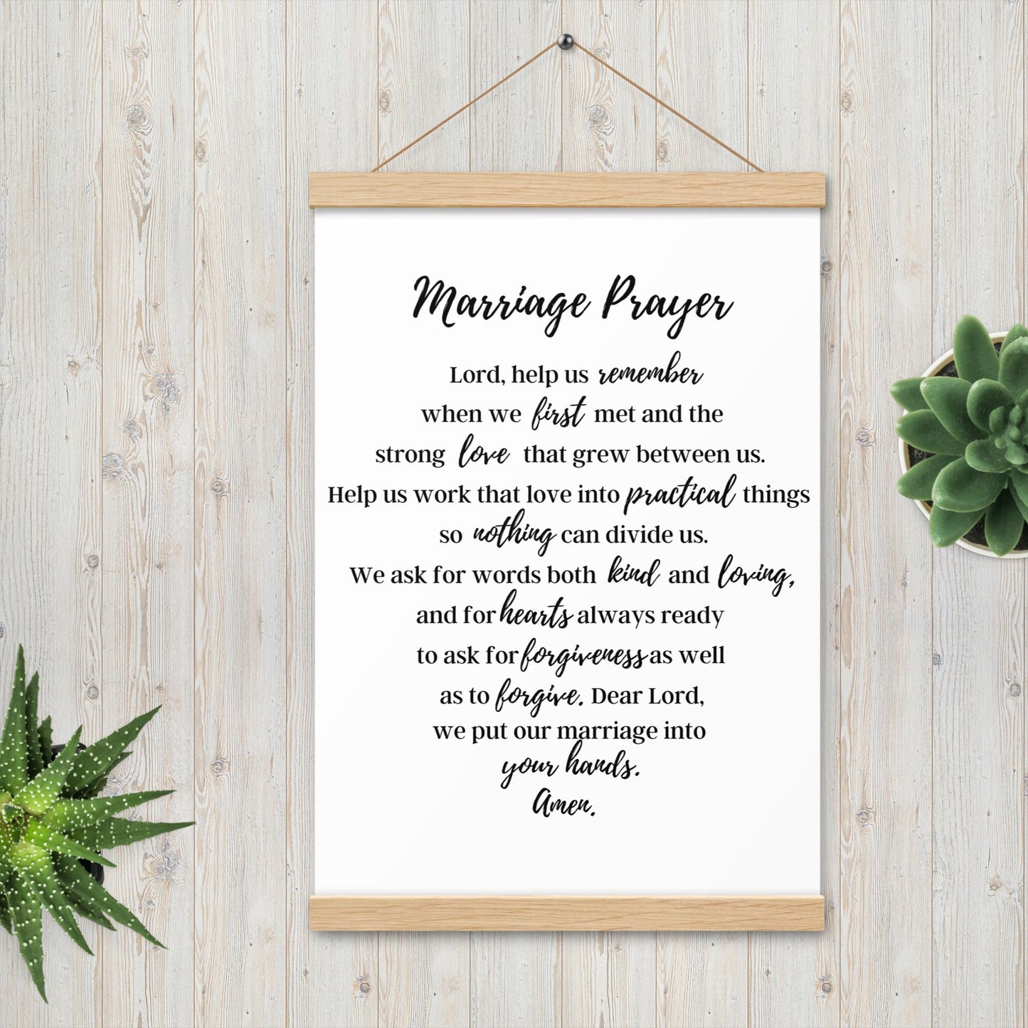 Marriage Prayer poster with wood hangers
