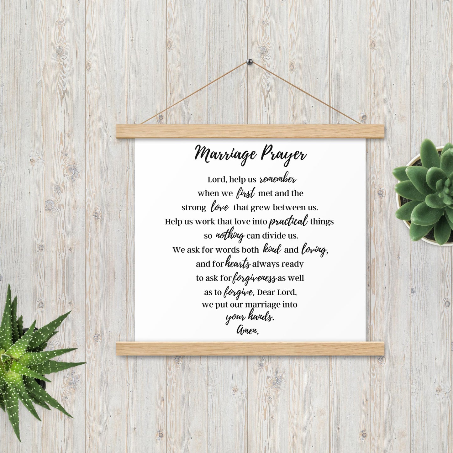 Marriage Prayer poster with wood hangers