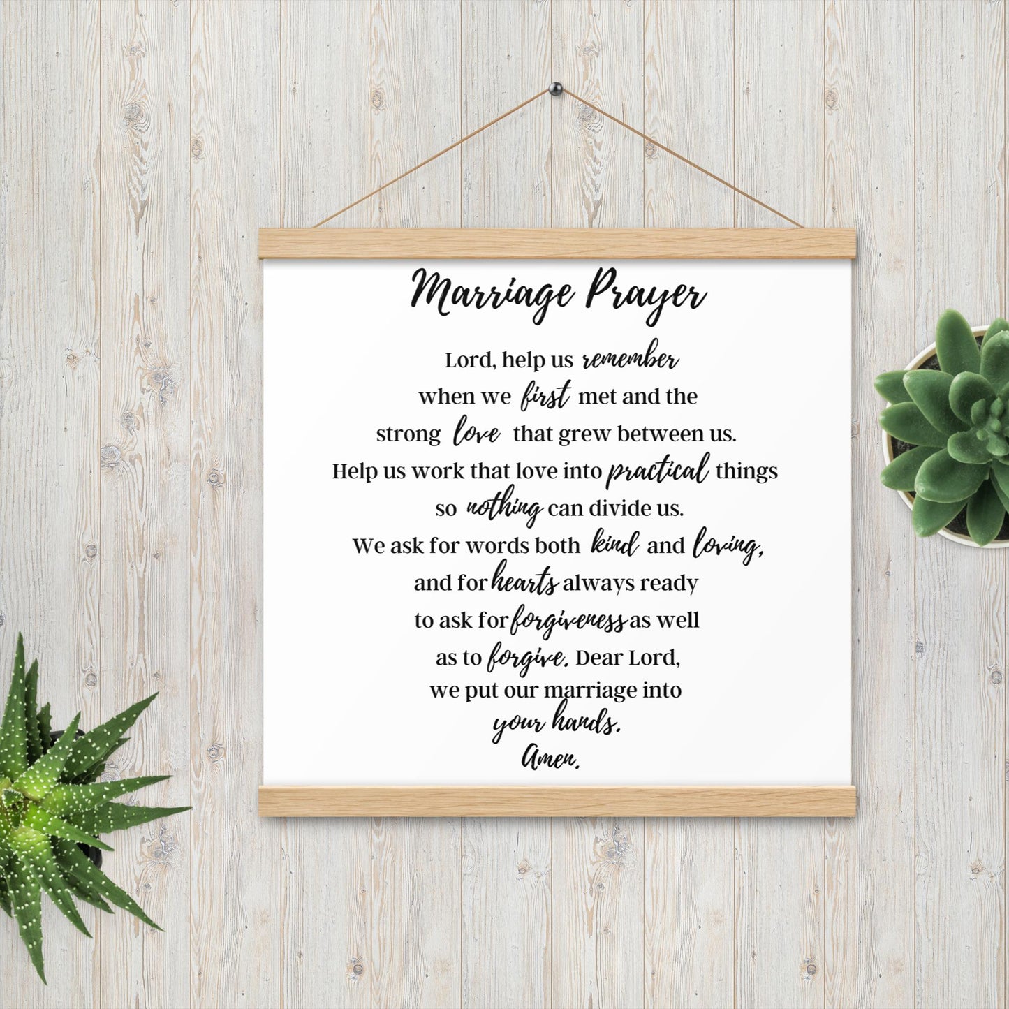 Marriage Prayer poster with wood hangers