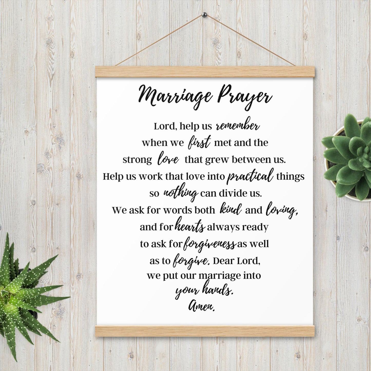 Marriage Prayer poster with wood hangers