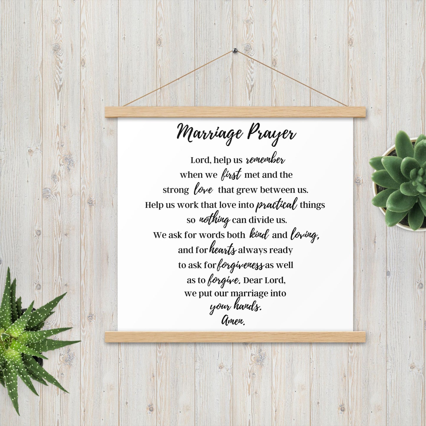 Marriage Prayer poster with wood hangers