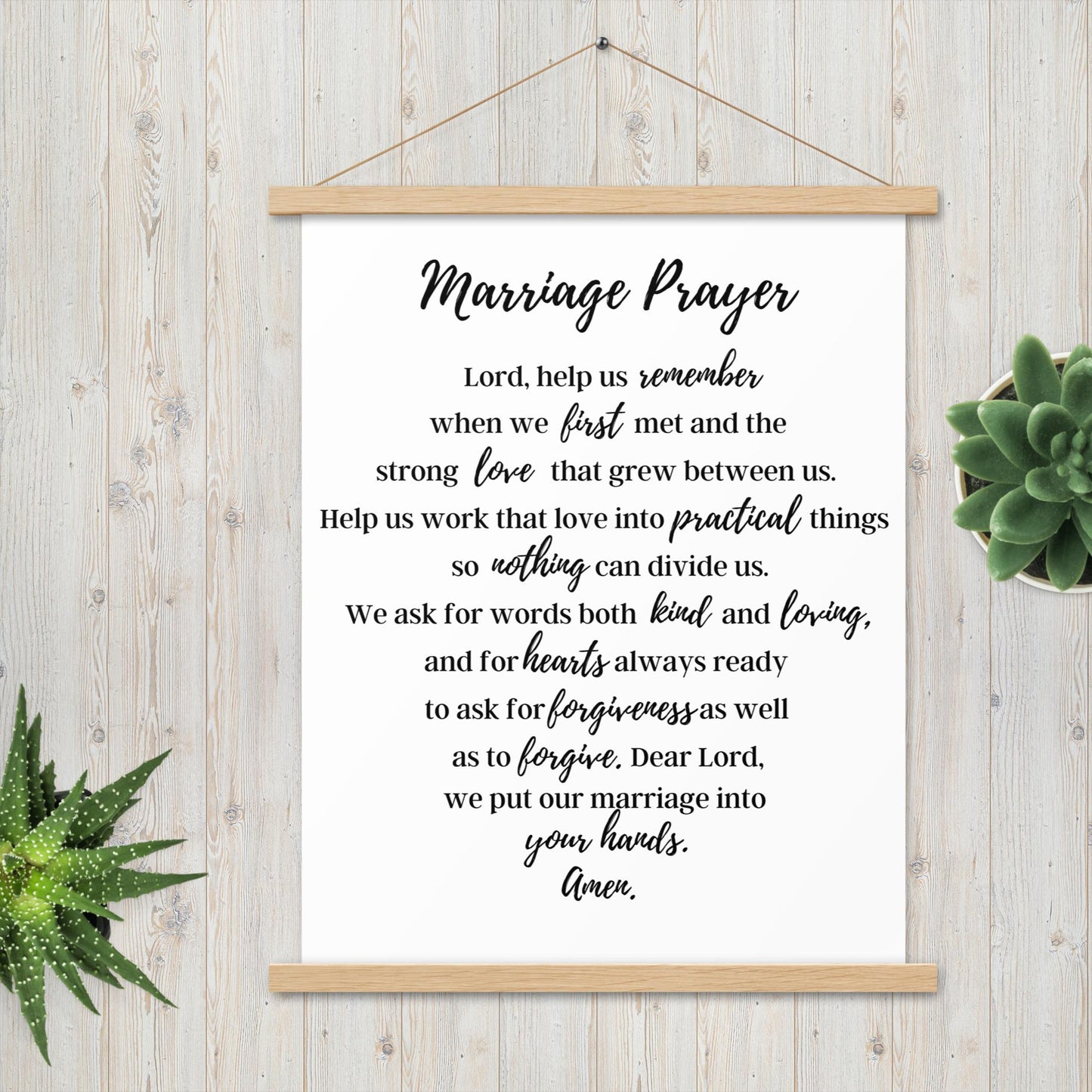 Marriage Prayer poster with wood hangers