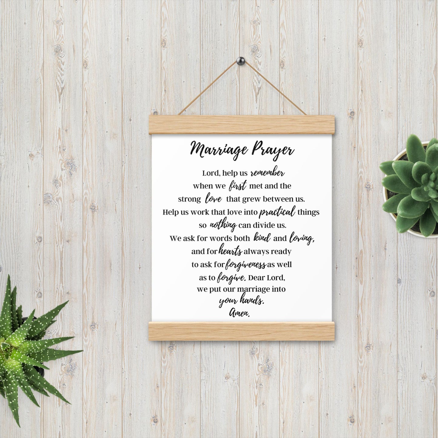Marriage Prayer poster with wood hangers