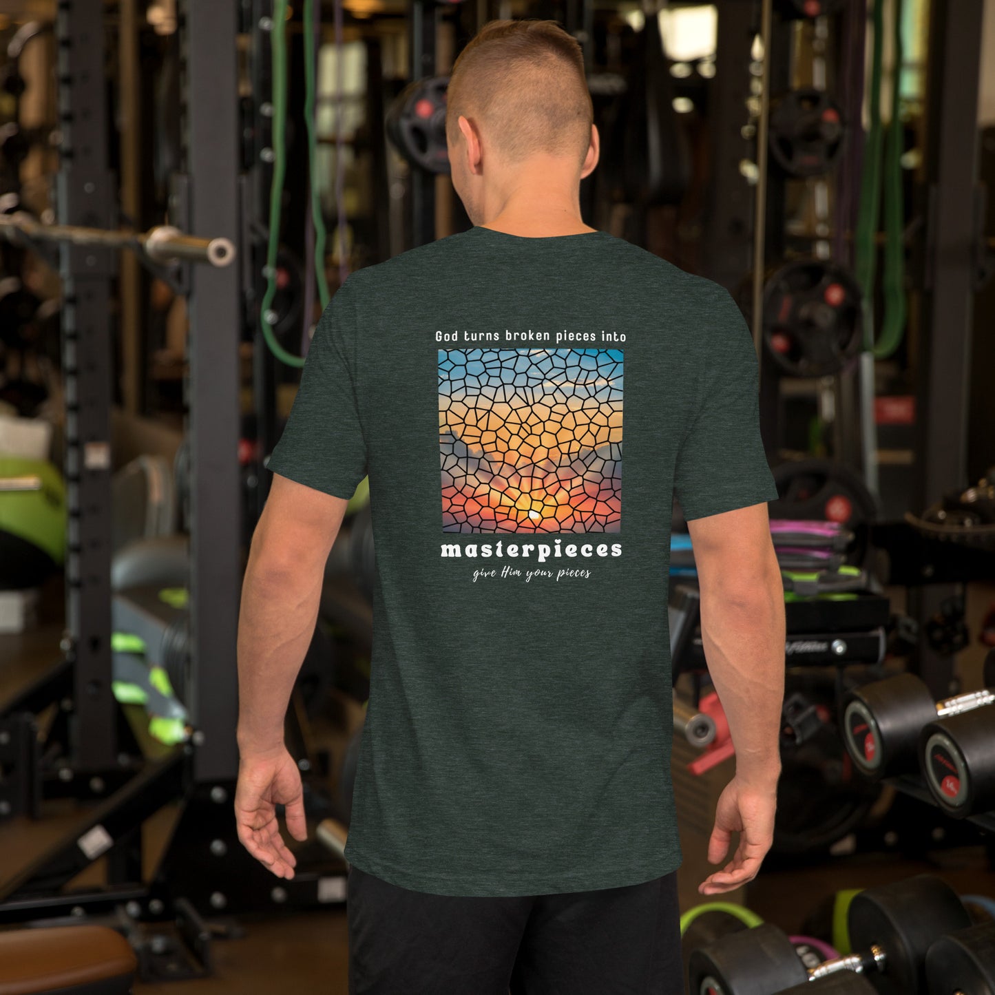 God turns broken pieces into masterpieces - Christian tshirt