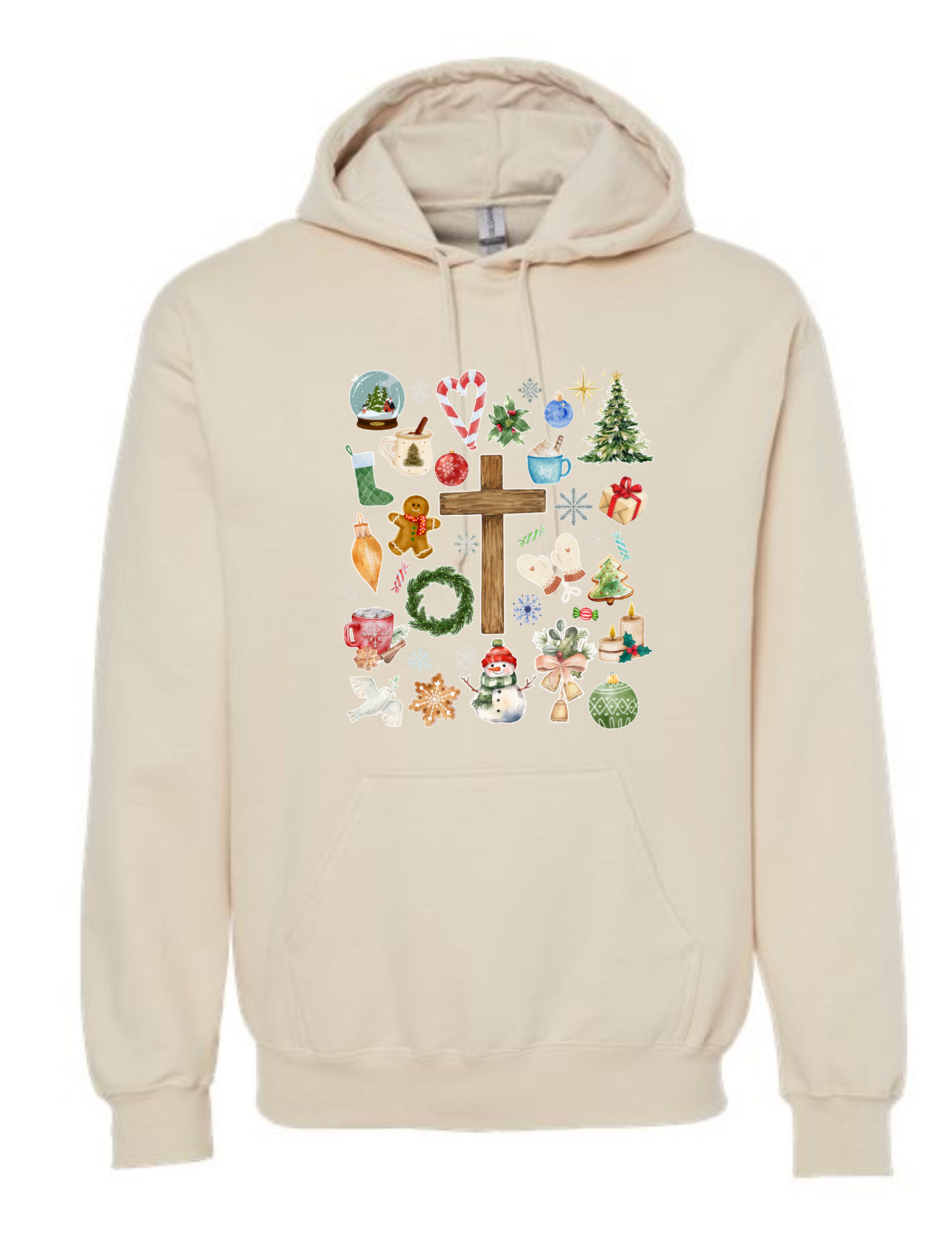 Christmas doodle watercolor collage - hoodie