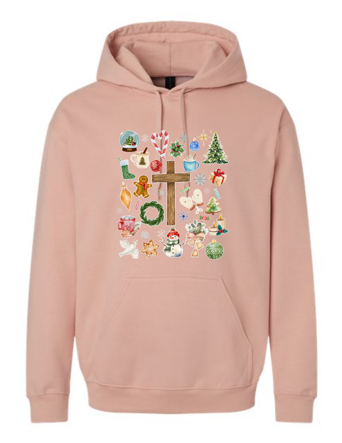 Christmas doodle watercolor collage - hoodie