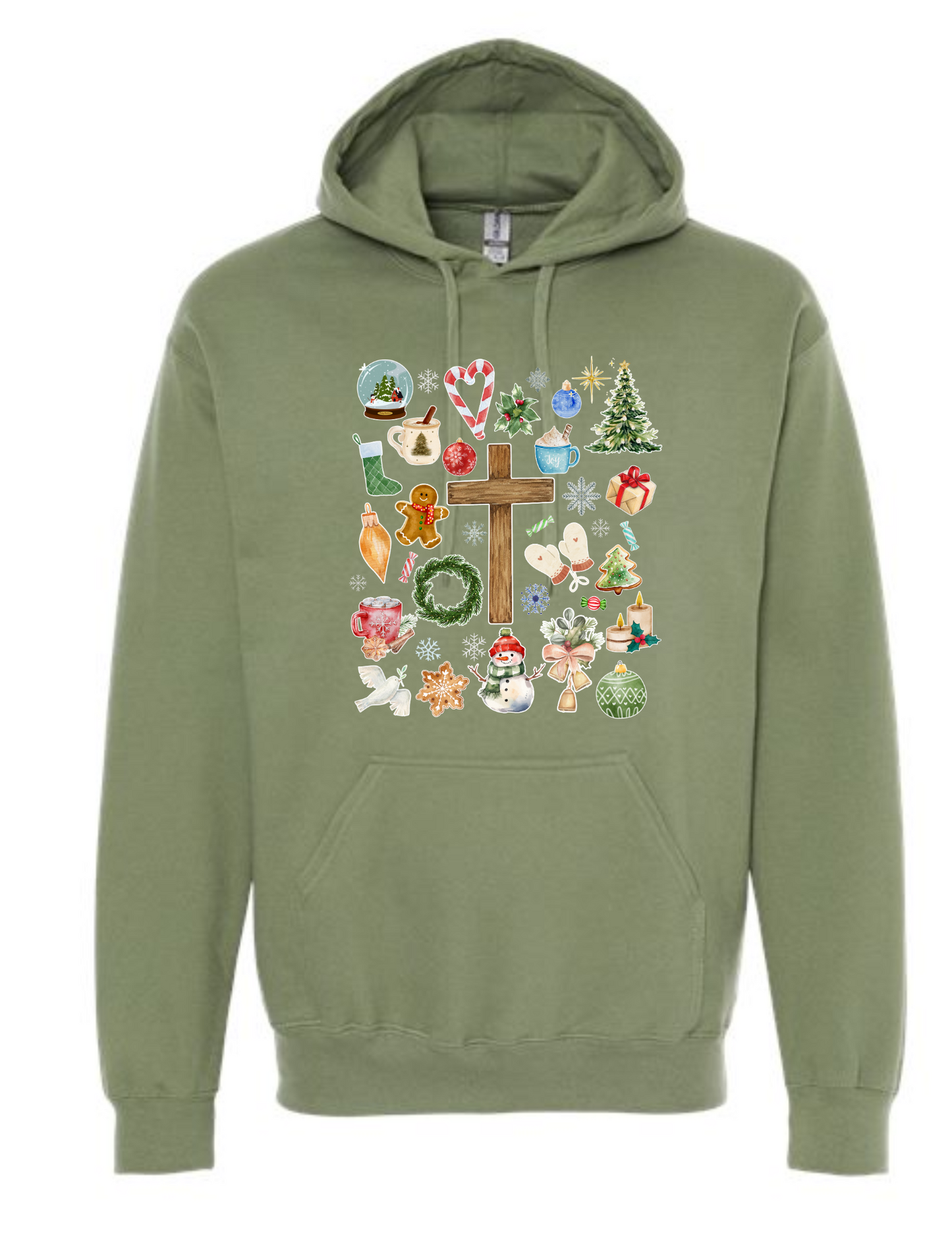 Christmas doodle watercolor collage - hoodie