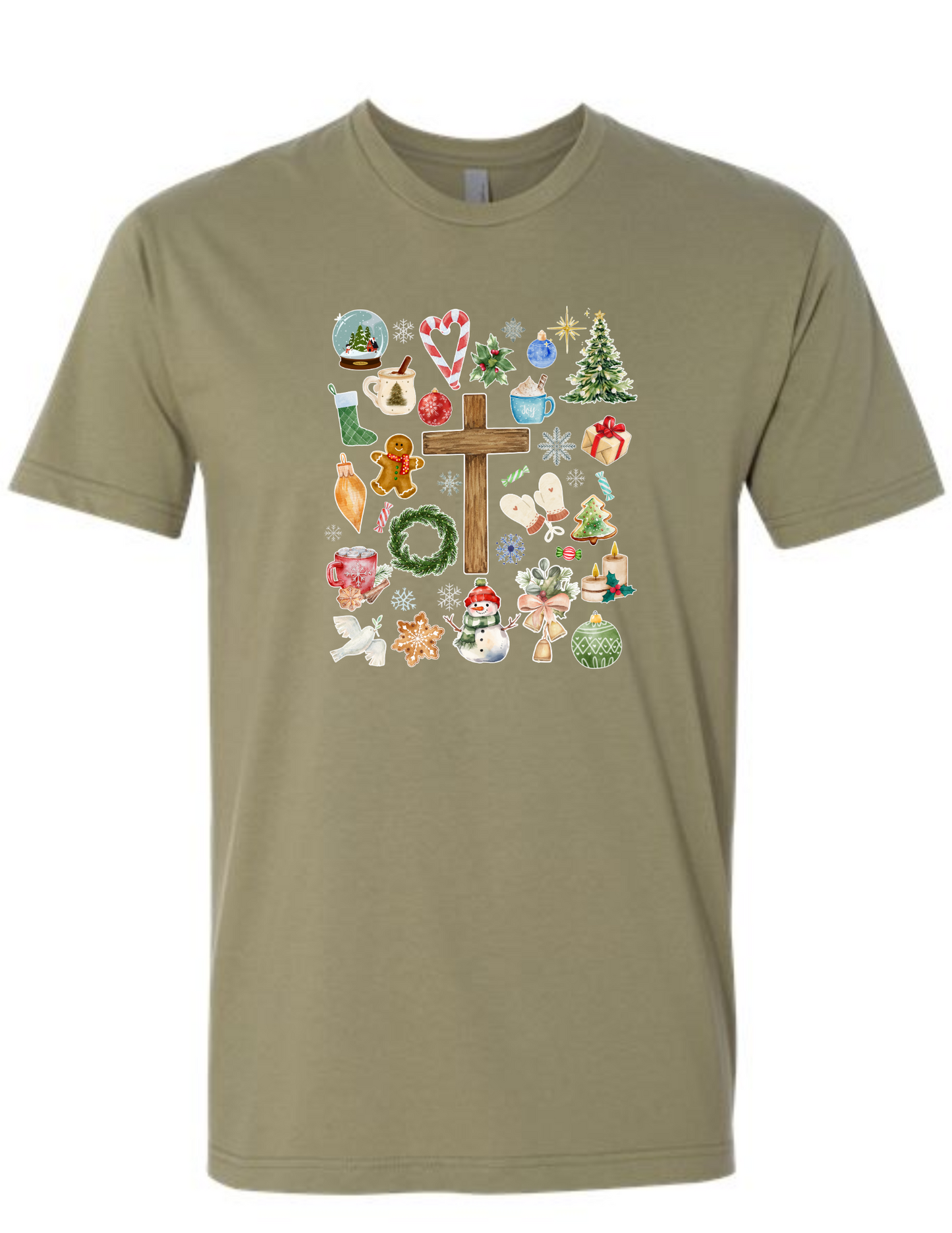 Christmas doodle watercolor collage - tshirt