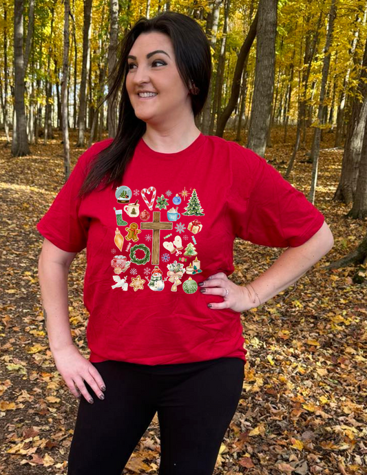 Christmas doodle watercolor collage - tshirt