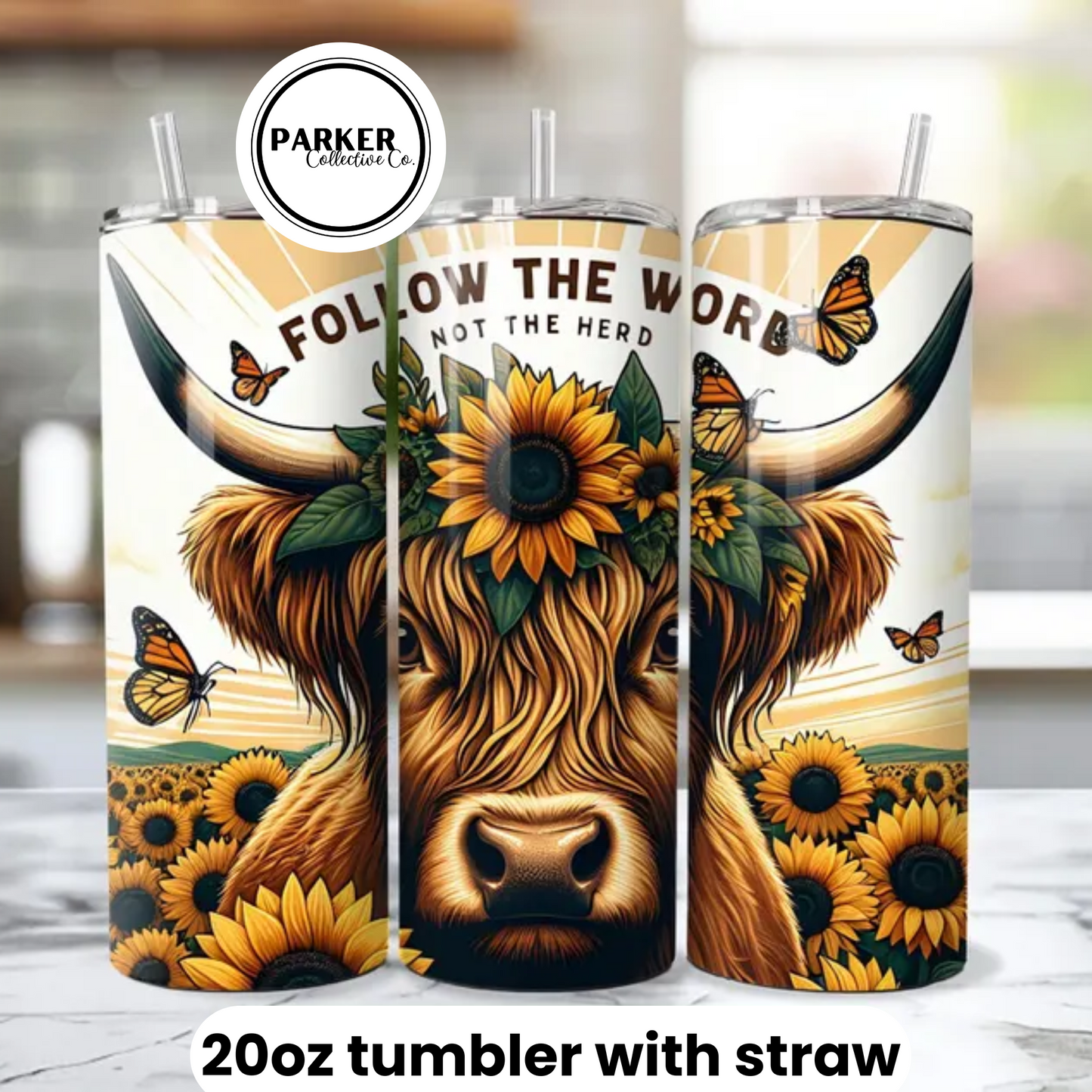 follow the word not the herd - 20oz tumbler with straw