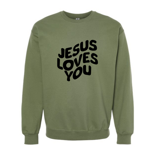 Jesus Loves You - puff crew neck sweatshirt