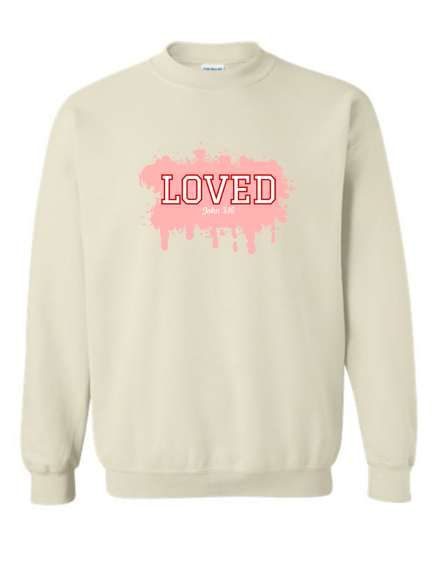 Loved - John 3:16 - crew neck sweatshirt