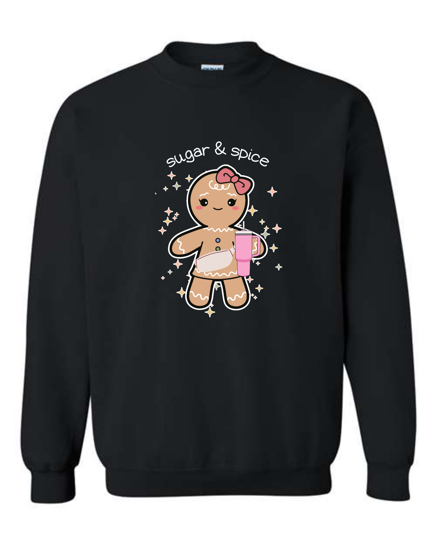 Gingerbread girl with stanley cup & fanny pack - crew neck sweatshirt