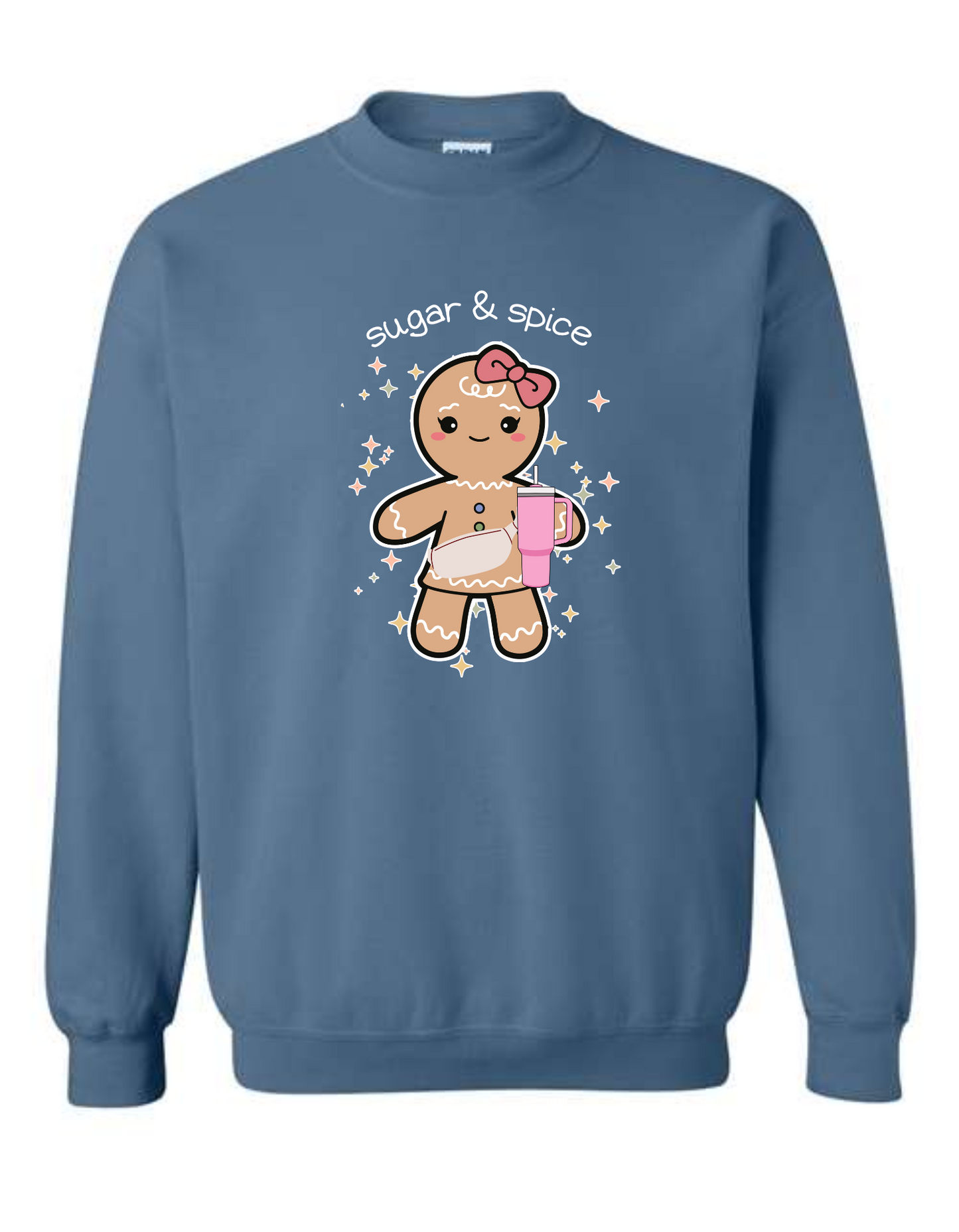 Gingerbread girl with stanley cup & fanny pack - crew neck sweatshirt