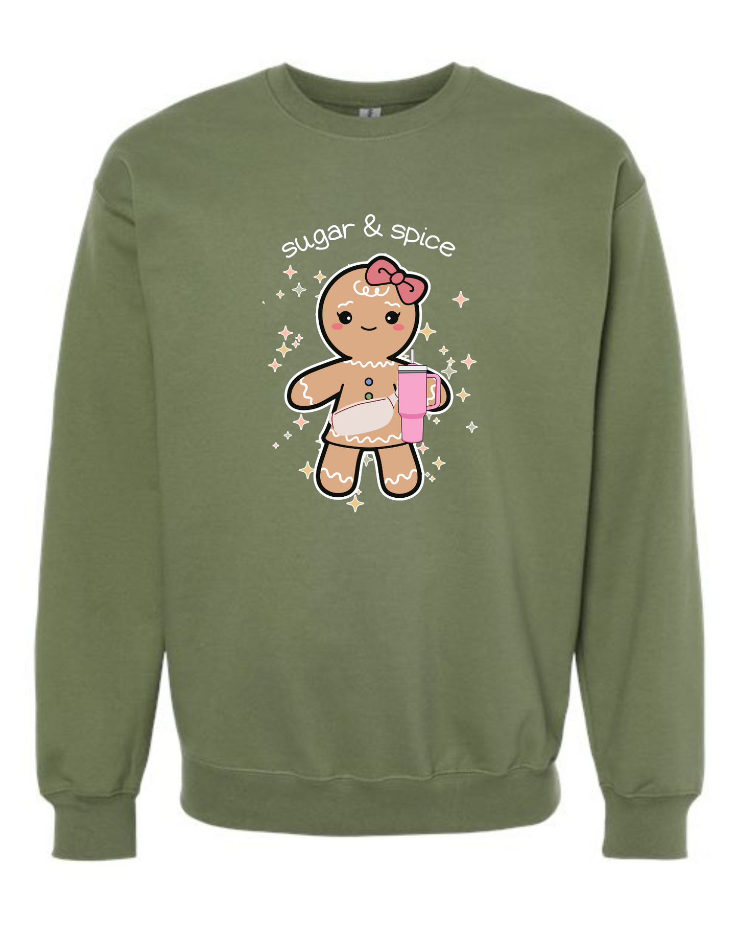 Gingerbread girl with stanley cup & fanny pack - crew neck sweatshirt