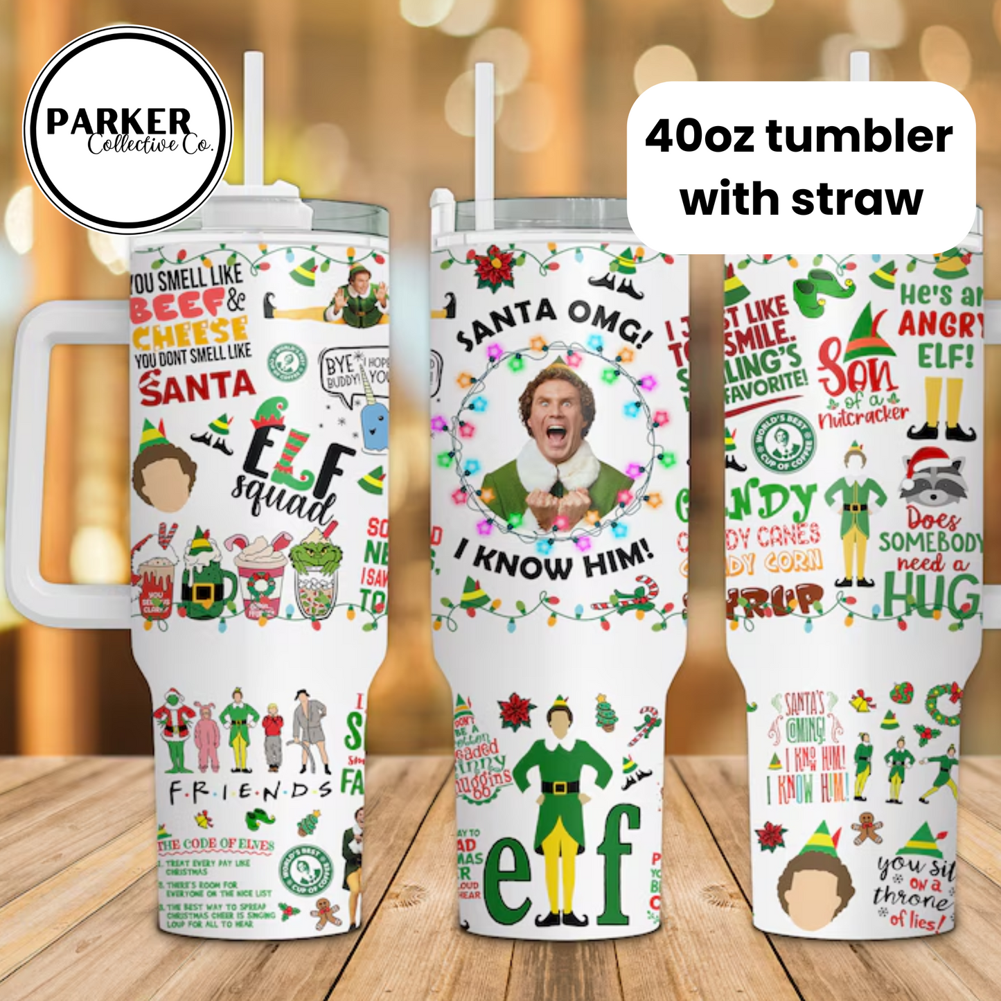 cheerful  e l f  - 40oz tumbler with straw