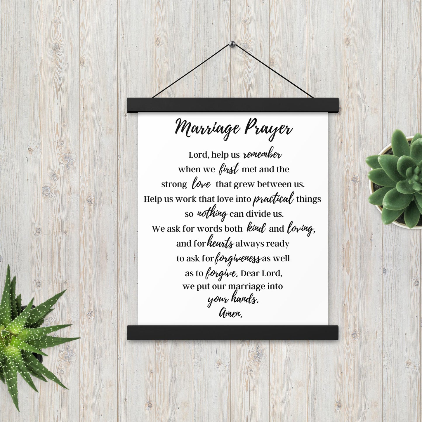 Marriage Prayer poster with wood hangers