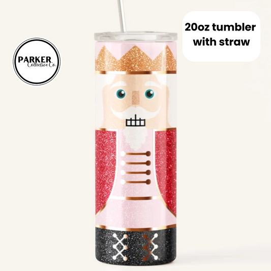 glittery nutcracker - 20oz tumbler with straw