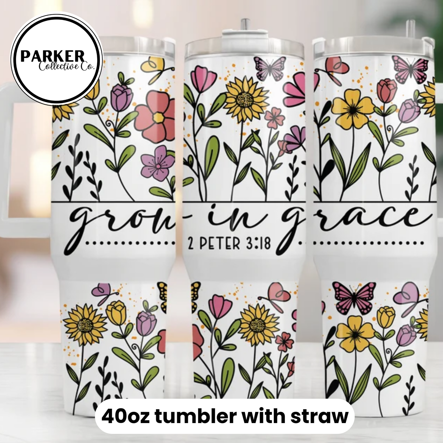 grow in grace - 40oz tumbler with straw