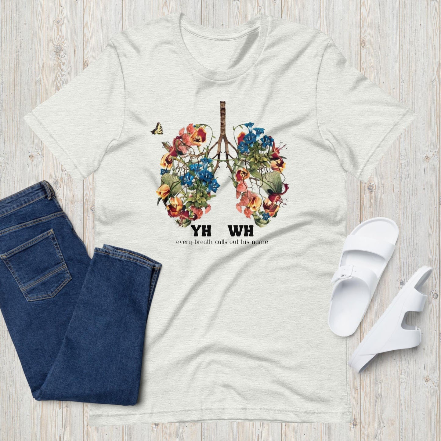 Yahweh shirt, Floral Lungs shirt, Christian clothing, Flower lungs, Christian gifts, Just breathe, Revival t-shirt, Religious gifts, Messianic shirt, YHWH