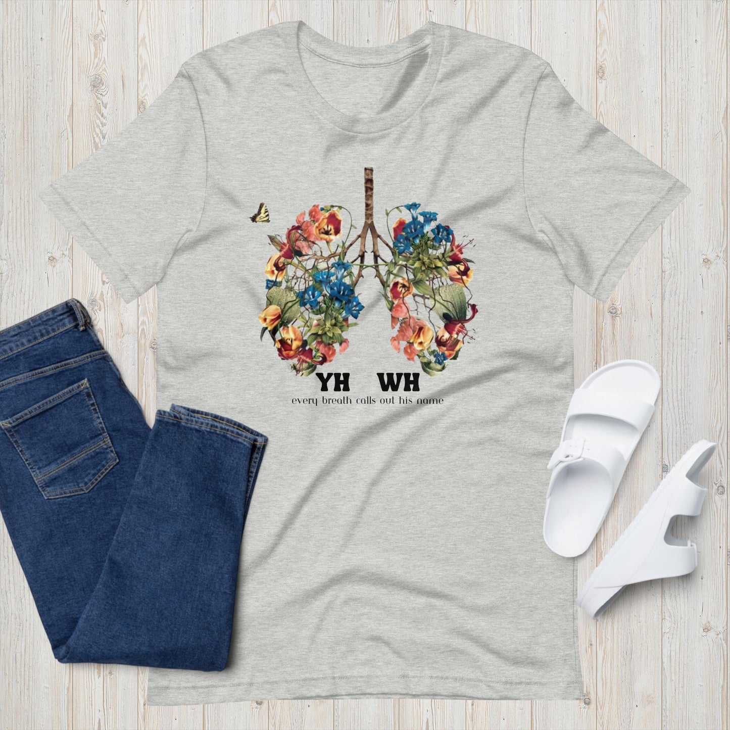 Yahweh shirt, Floral Lungs shirt, Christian clothing, Flower lungs, Christian gifts, Just breathe, Revival t-shirt, Religious gifts, Messianic shirt, YHWH