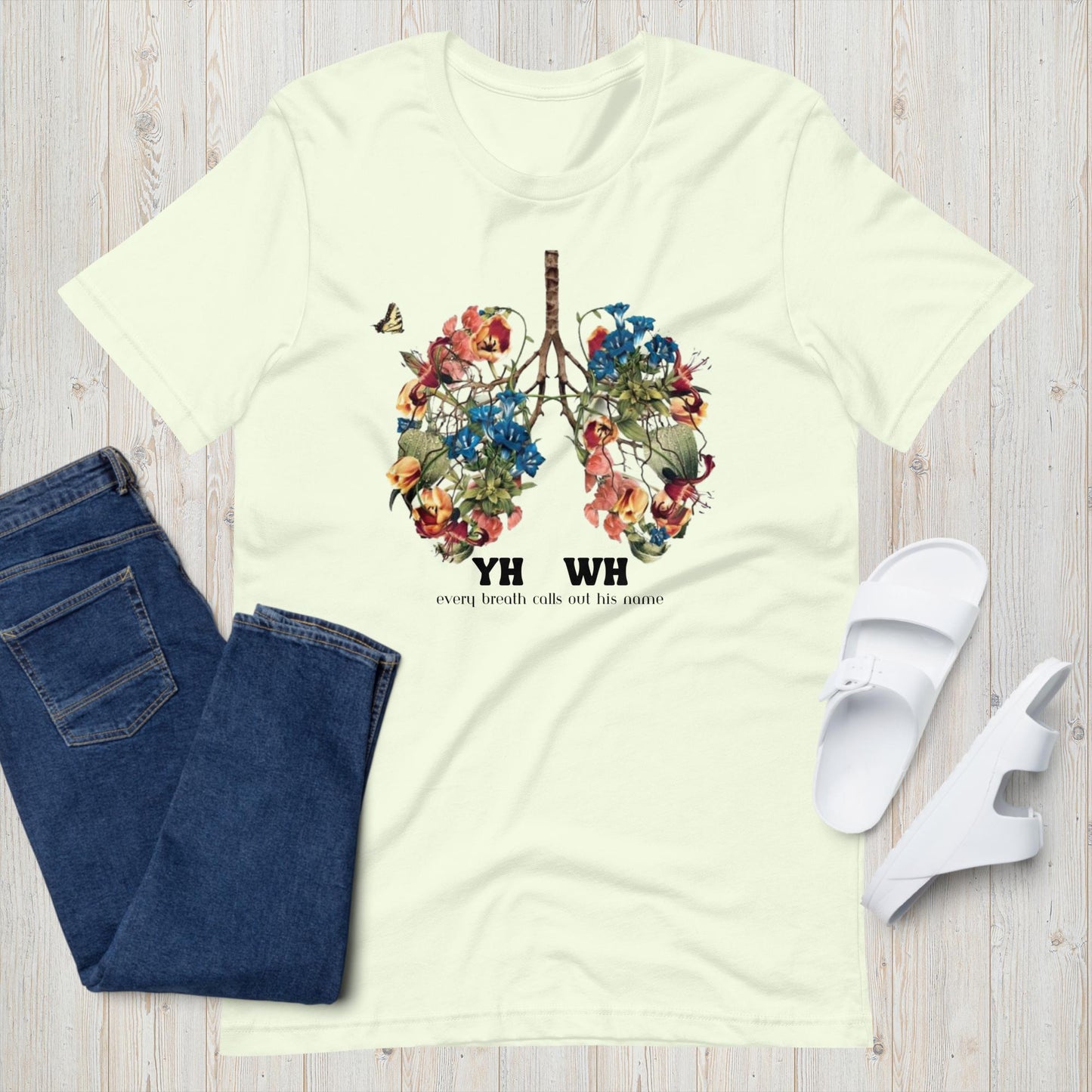 Yahweh shirt, Floral Lungs shirt, Christian clothing, Flower lungs, Christian gifts, Just breathe, Revival t-shirt, Religious gifts, Messianic shirt, YHWH