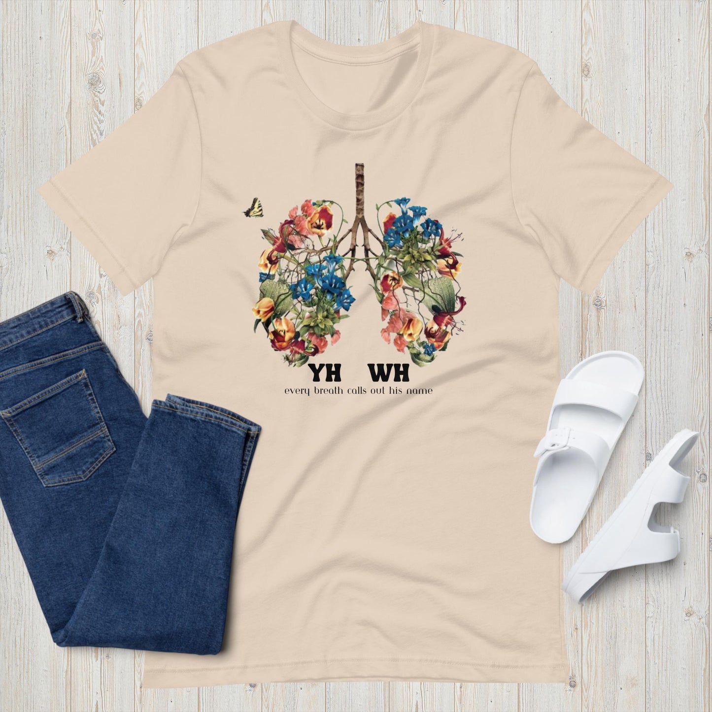 Yahweh shirt, Floral Lungs shirt, Christian clothing, Flower lungs, Christian gifts, Just breathe, Revival t-shirt, Religious gifts, Messianic shirt, YHWH